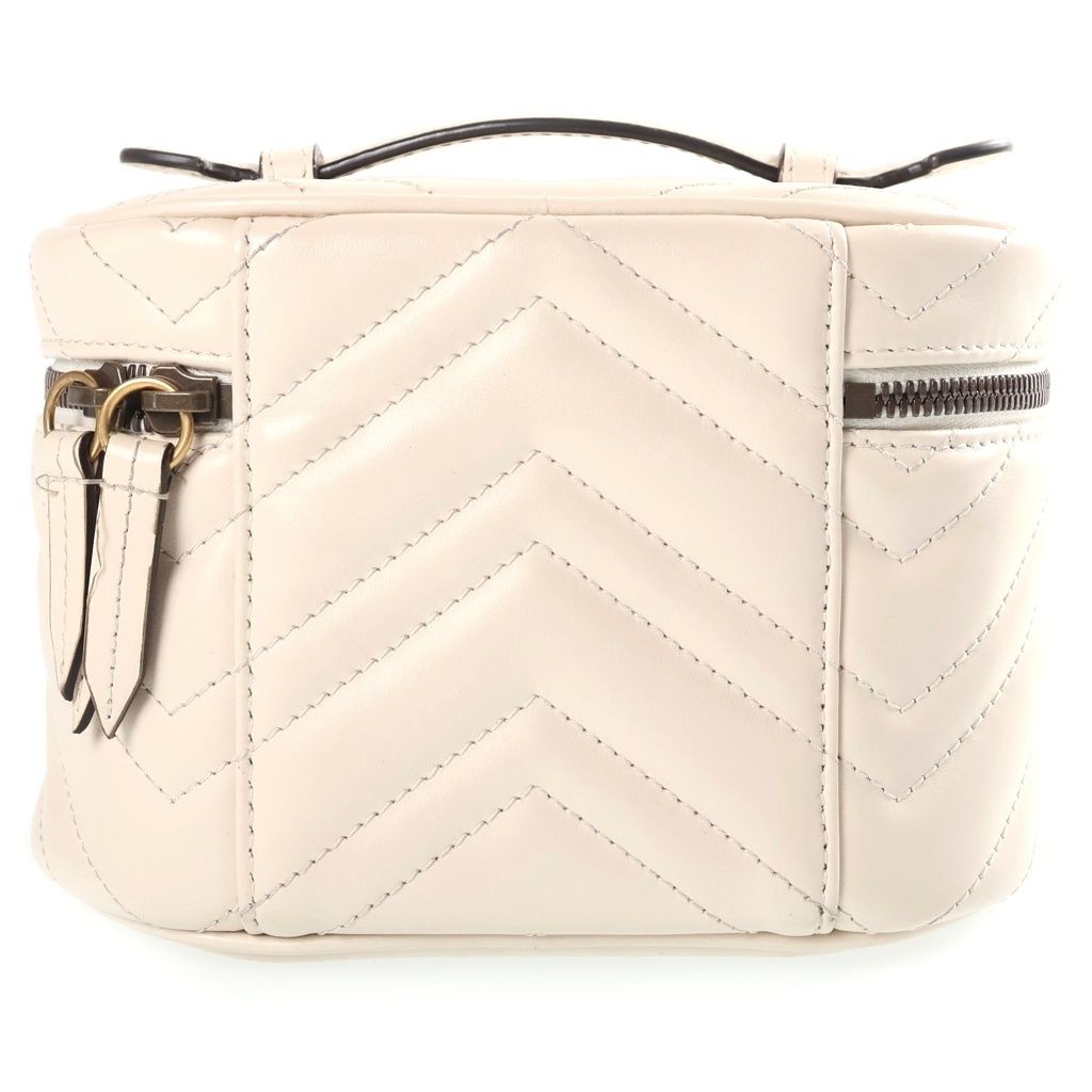 Gucci GG Marmont Vanity Pouch Case White Leather Gold — view 2