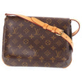 Louis Vuitton Monogram Musette Tango Shoulder Bag Brown Leather Gold