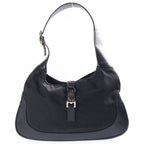 Gucci Jackie Bag Handbag Black Nylon Leather Silver