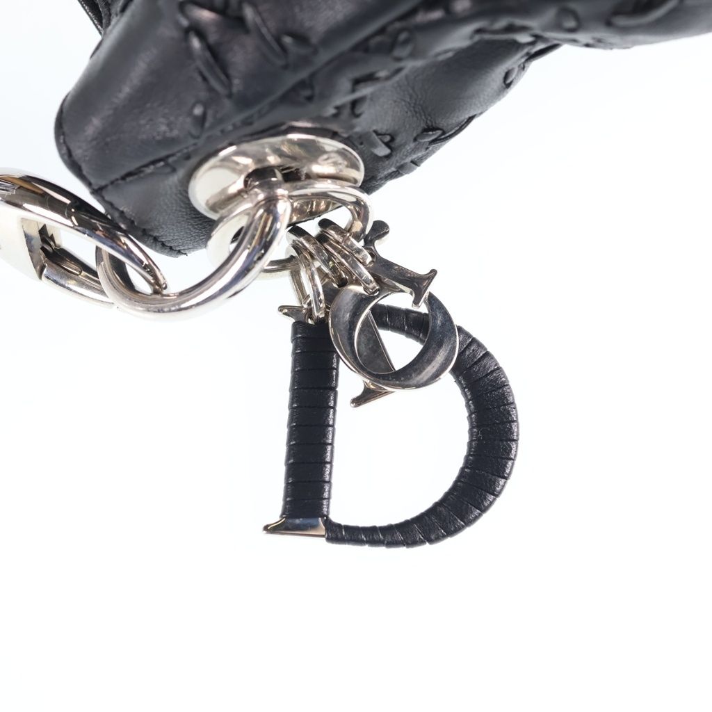 Dior Cannage Hobo One Handle Tote Black Leather Silver — view 7
