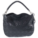 Dior Cannage Hobo One Handle Tote Black Leather Silver — view 2