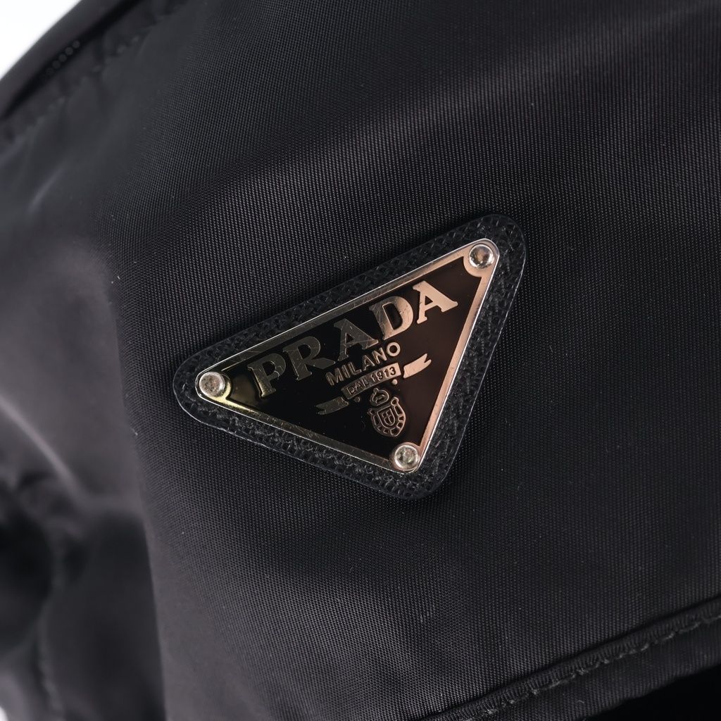 Prada Re-Nylon Backpack Black Nylon Leather Silver — view 7