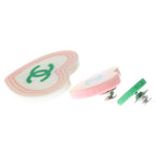 Chanel CC Logo Heart Pin Brooch Pin Badge Set Pink Green 04C — view 3