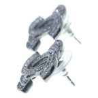 Chanel CC Logo Earrings Purple Silver Rhinestone — view 3