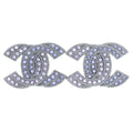 Chanel CC Logo Earrings Purple Silver Rhinestone