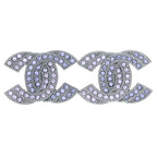Chanel CC Logo Earrings Purple Silver Rhinestone