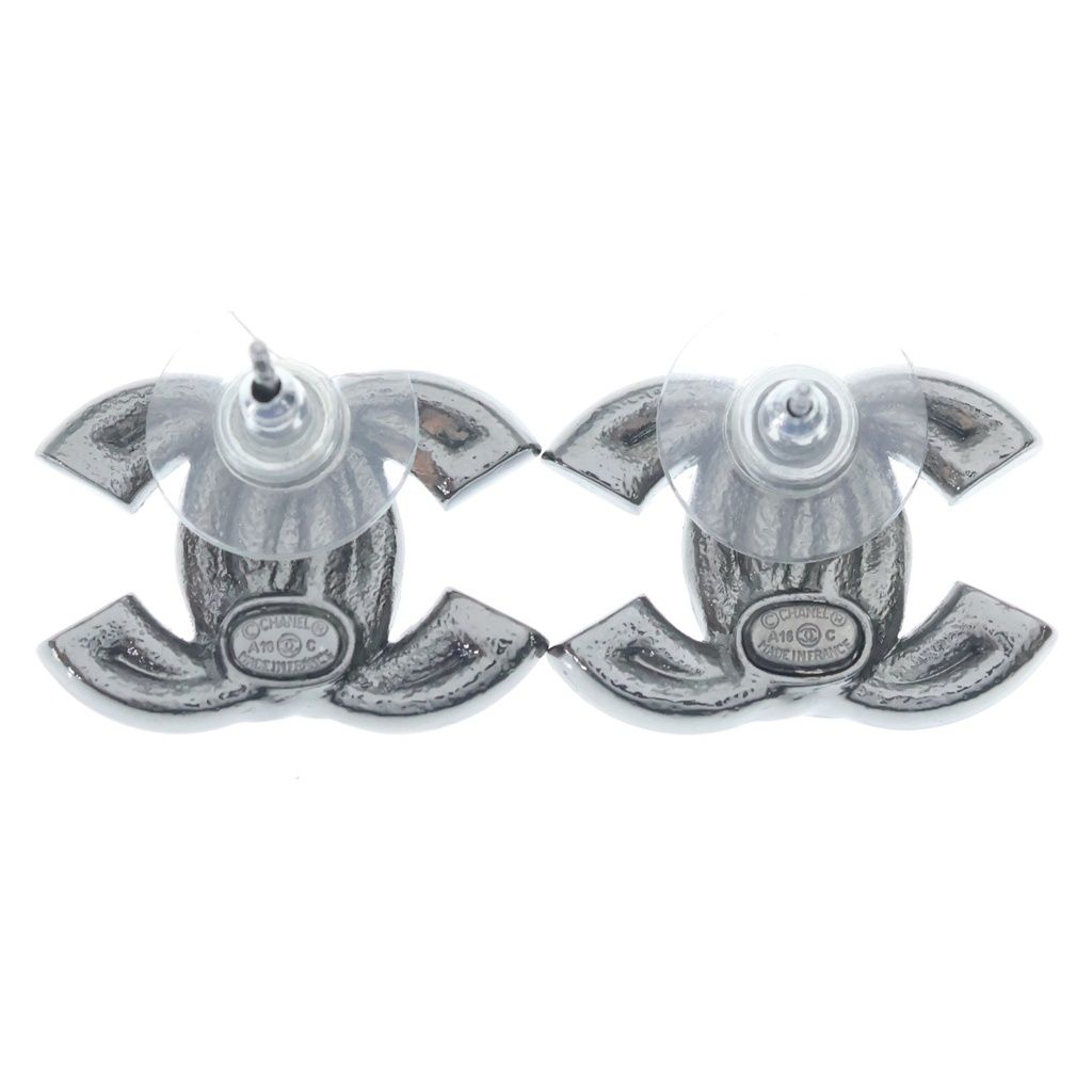 Chanel CC Logo Earrings Purple Silver Rhinestone — view 2