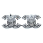 Chanel CC Logo Earrings Purple Silver Rhinestone — view 2