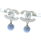 Chanel CC Logo Earrings Blue Silver 05C — view 2