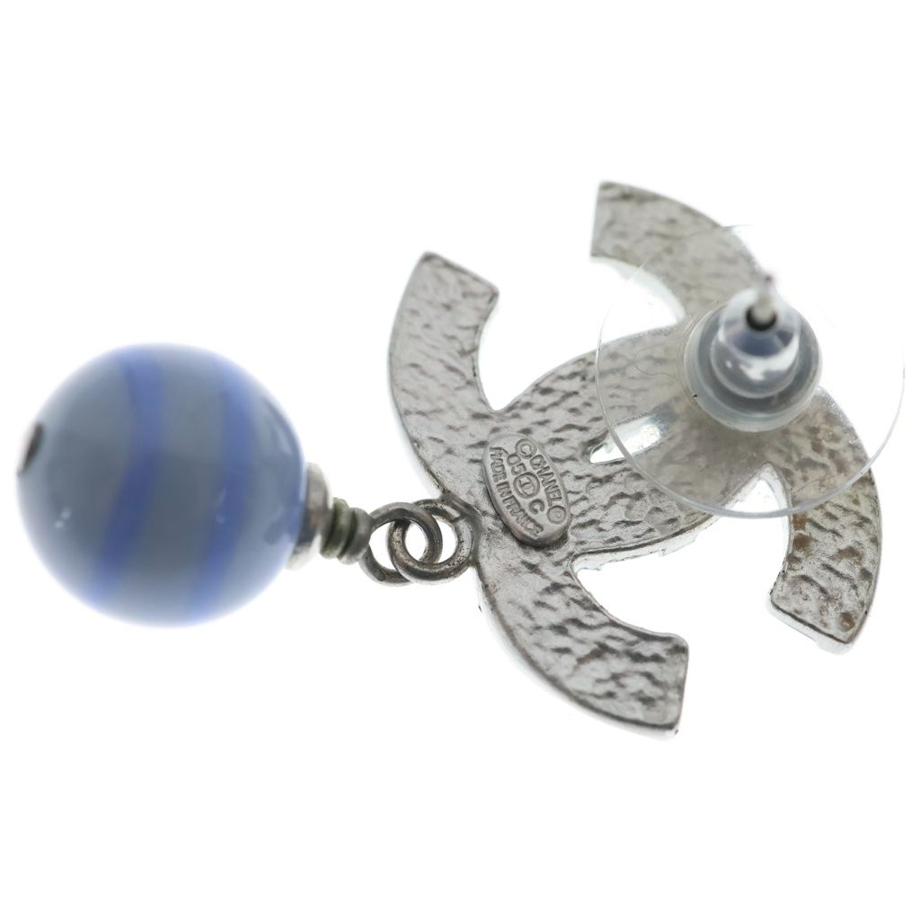 Chanel CC Logo Earrings Blue Silver 05C — view 5