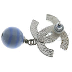 Chanel CC Logo Earrings Blue Silver 05C — view 5