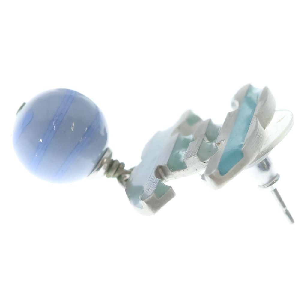 Chanel CC Logo Earrings Blue Silver 05C — view 4