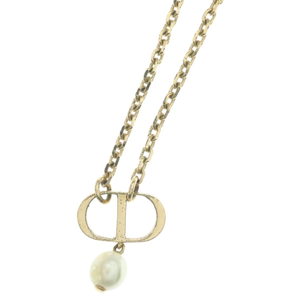 Dior Petit CD Logo Necklace Pearl Gold Plated — view 3