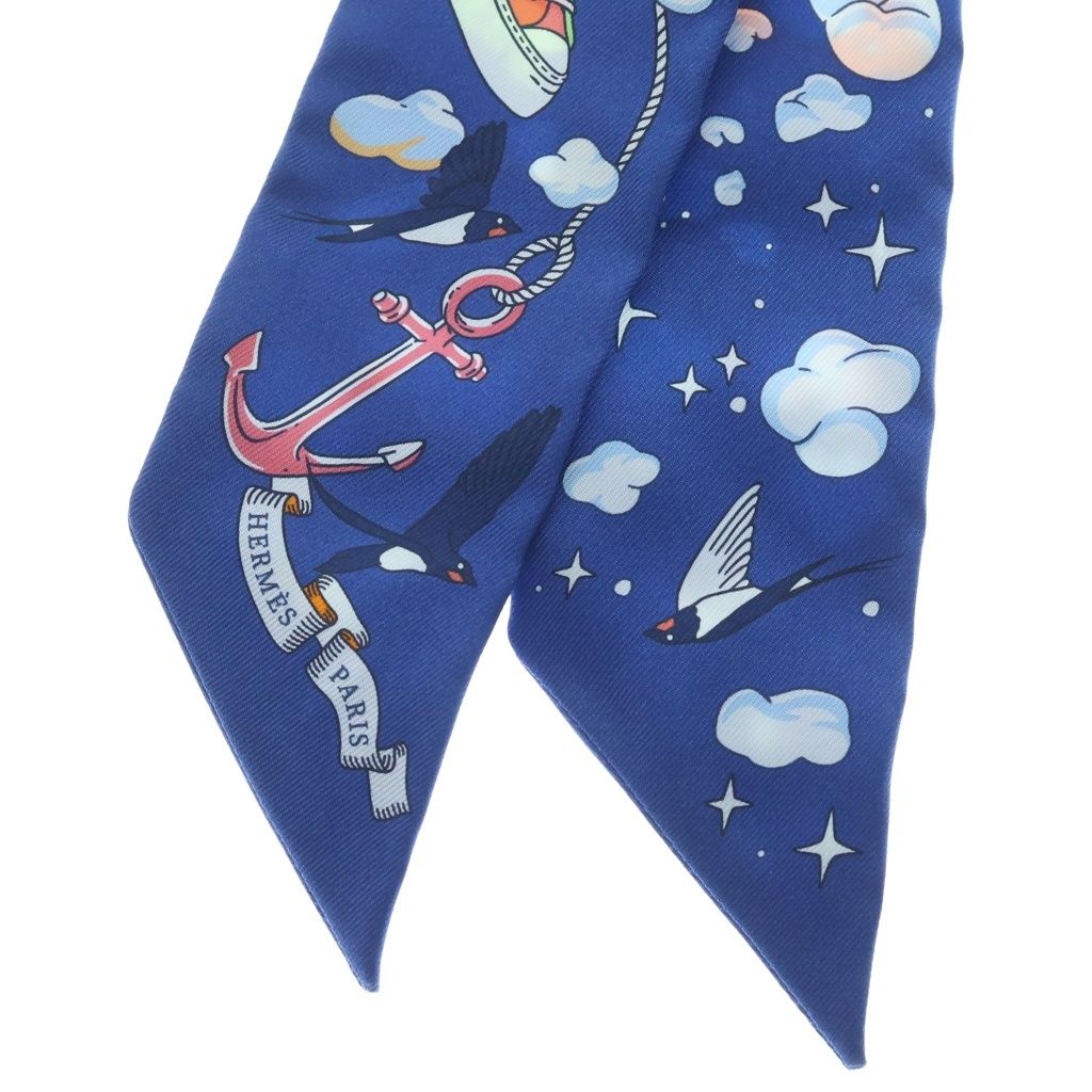 Hermes Twilly Sur Mon Nuage My Cloud Scarf Silk Blue — view 2