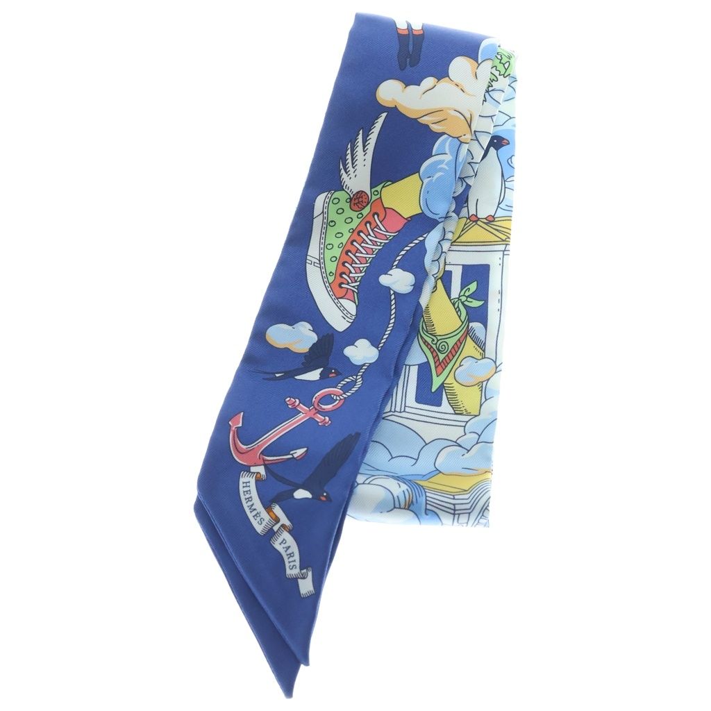 Hermes Twilly Sur Mon Nuage My Cloud Scarf Silk Blue