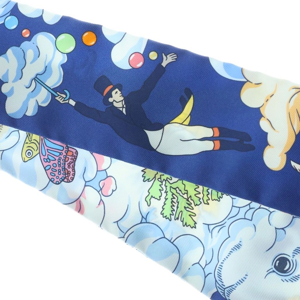 Hermes Twilly Sur Mon Nuage My Cloud Scarf Silk Blue — view 4