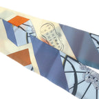 Hermes Twilly Spring Scarf Silk White Orange Blue — view 4