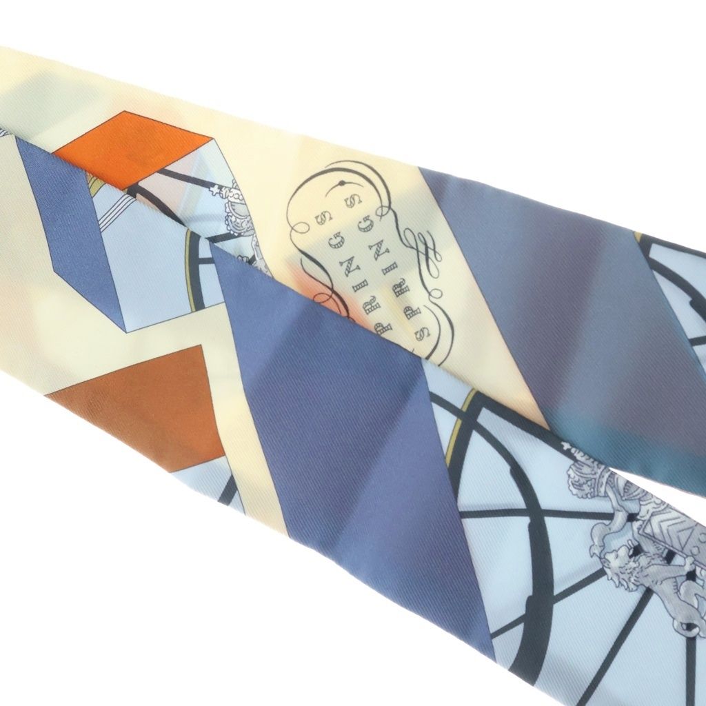 Hermes Twilly Spring Scarf Silk White Orange Blue — view 4