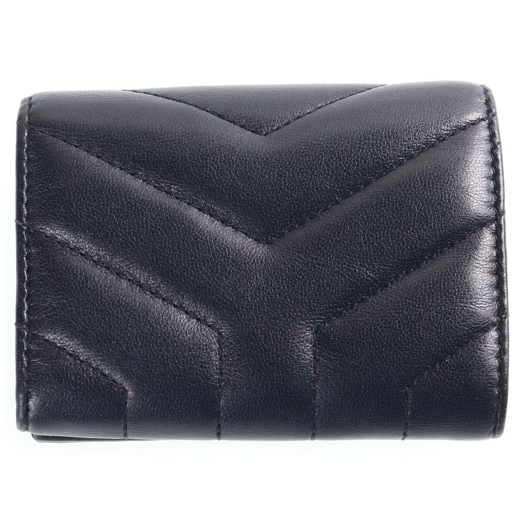 Saint Laurent Paris Loulou Tiny Wallet Compact Trifold Leather Black — view 2