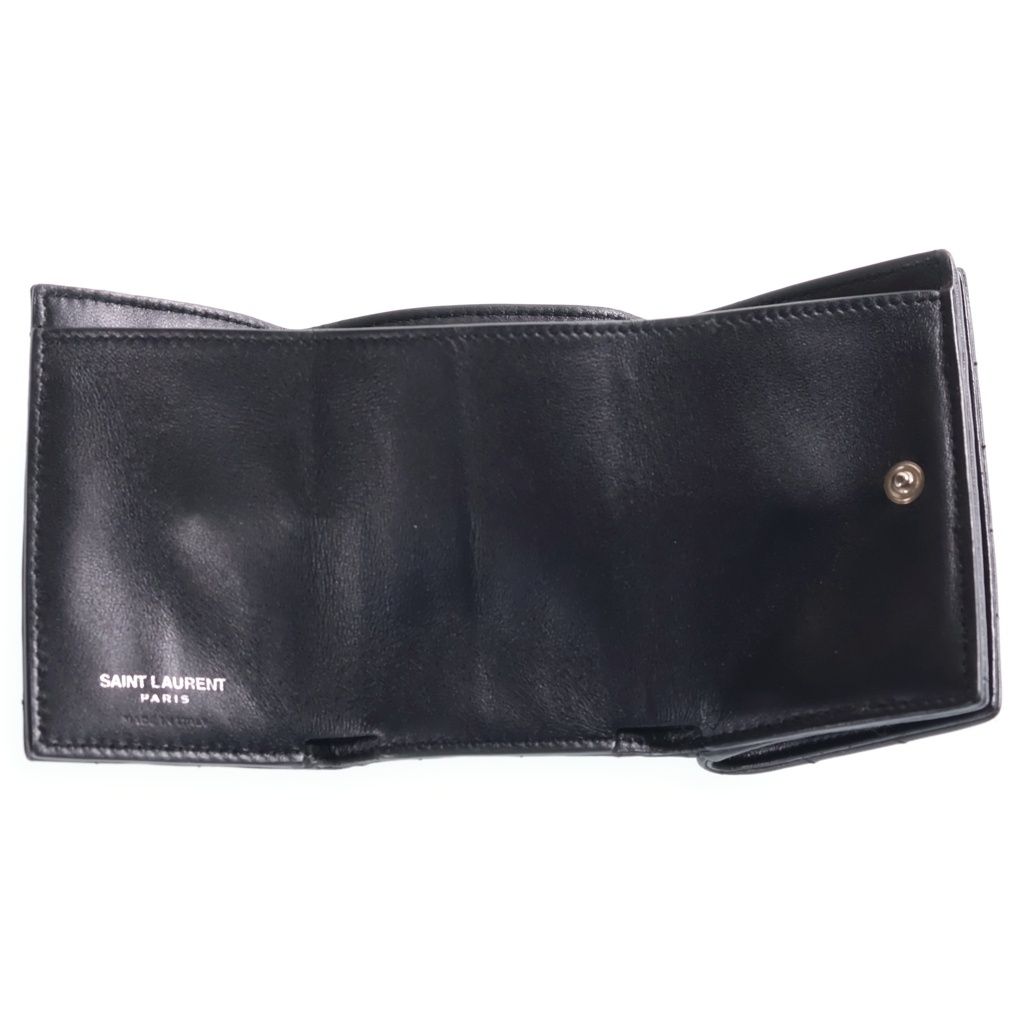 Saint Laurent Paris Loulou Tiny Wallet Compact Trifold Leather Black — view 4