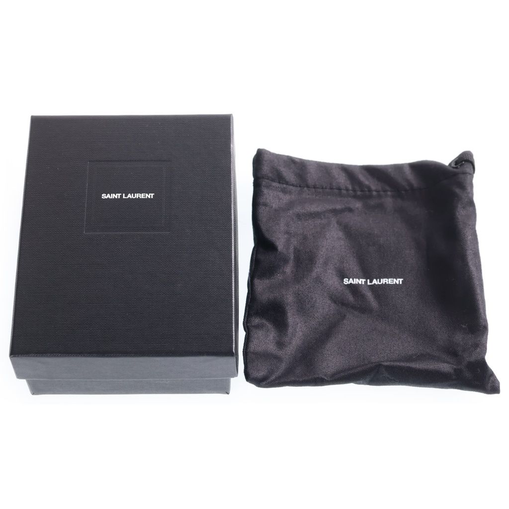 Saint Laurent Paris Tiny Wallet Trifold Compact Gold Leather Gray — view 6