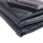 Saint Laurent Paris Tiny Wallet Trifold Compact Gold Leather Gray — view 4