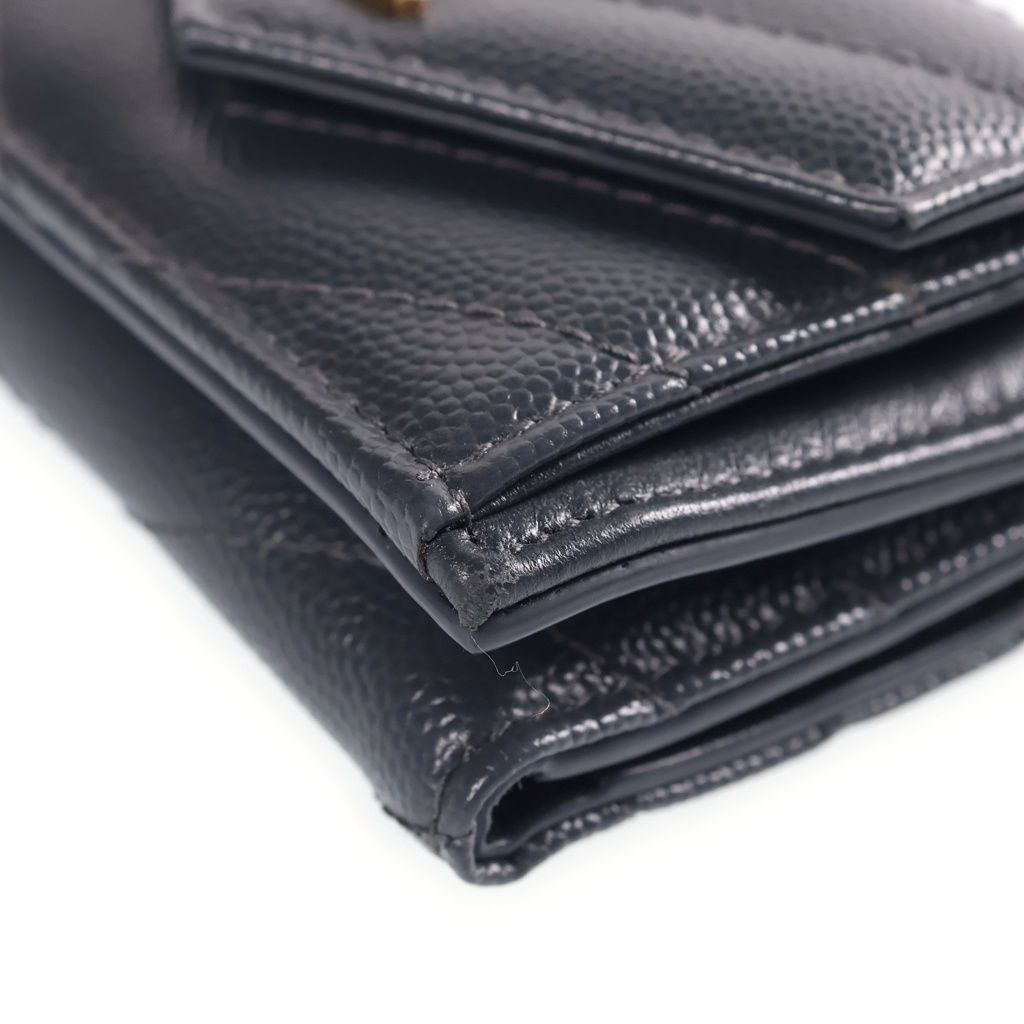 Saint Laurent Paris Tiny Wallet Trifold Compact Gold Leather Gray — view 4
