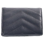 Saint Laurent Paris Tiny Wallet Trifold Compact Gold Leather Gray — view 2