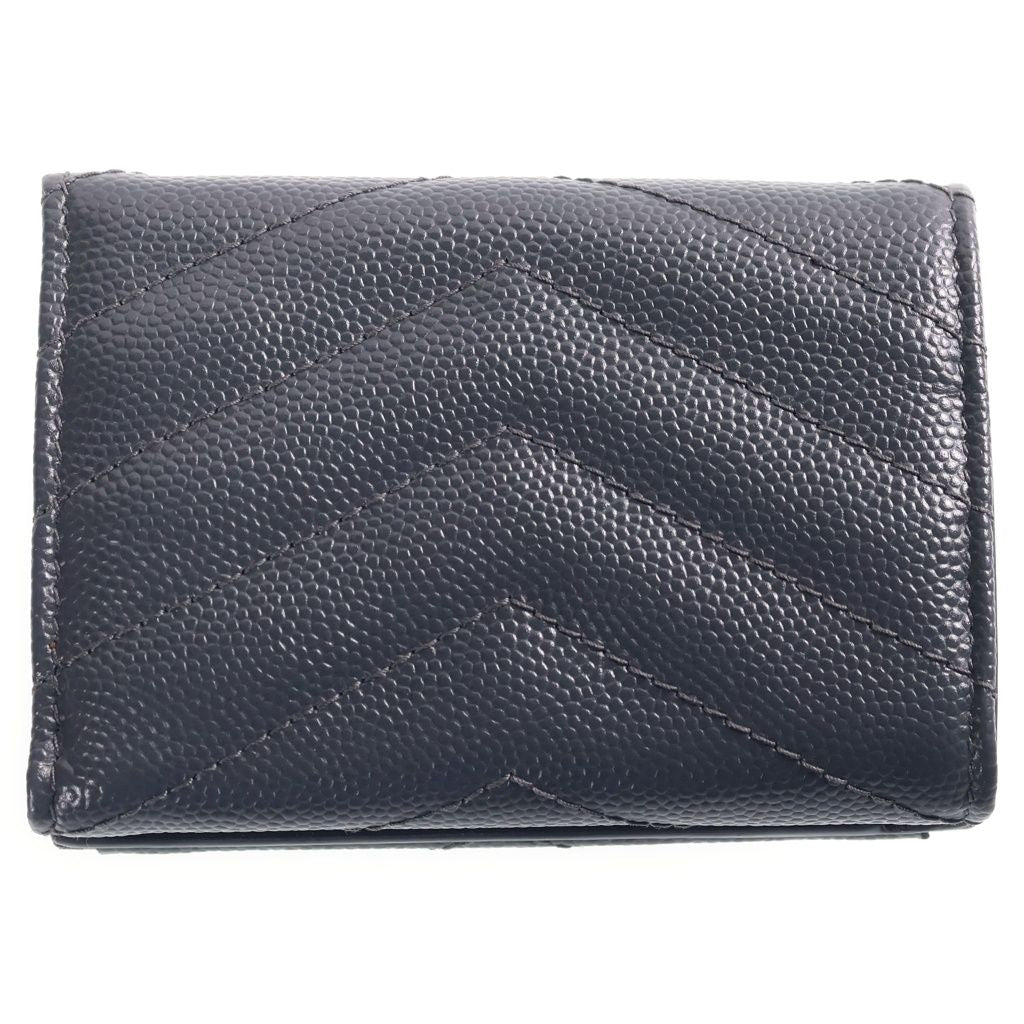 Saint Laurent Paris Tiny Wallet Trifold Compact Gold Leather Gray — view 2