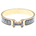 Hermes Clic H Bracelet Zodiac 18k Pink Gold Navy