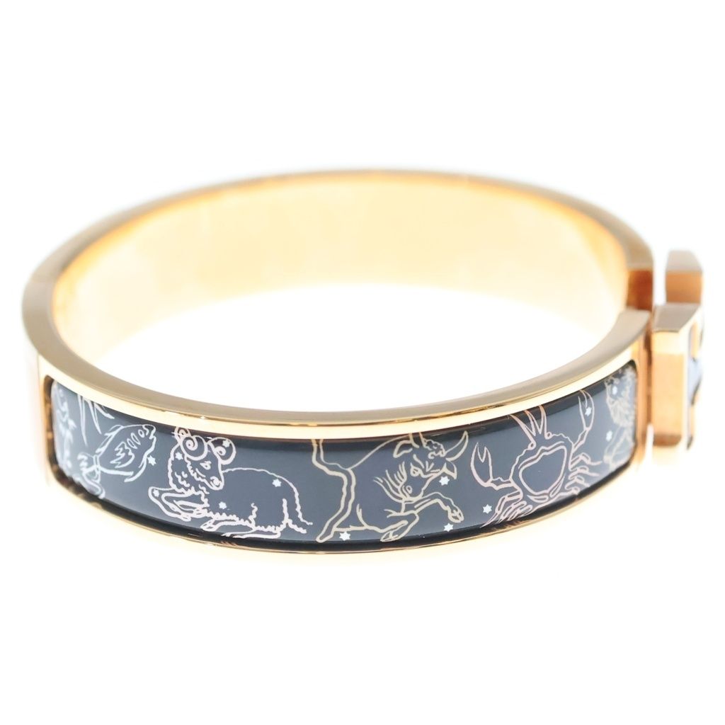 Hermes Clic H Bracelet Zodiac 18k Pink Gold Navy — view 3