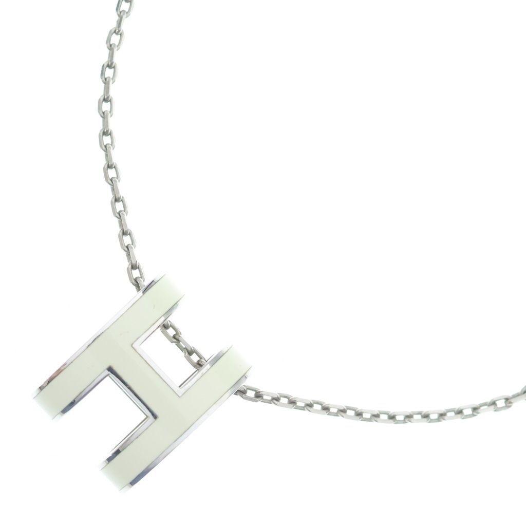 Hermes Pop H Pendant Chain Silver Ivory