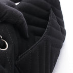 Chanel Shoulder Bag Chevron V-stitch Black Fabric Chain — view 6