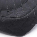 Chanel Shoulder Bag Chevron V-stitch Black Fabric Chain — view 7