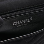 Chanel Shoulder Bag Chevron V-stitch Black Fabric Chain — view 4
