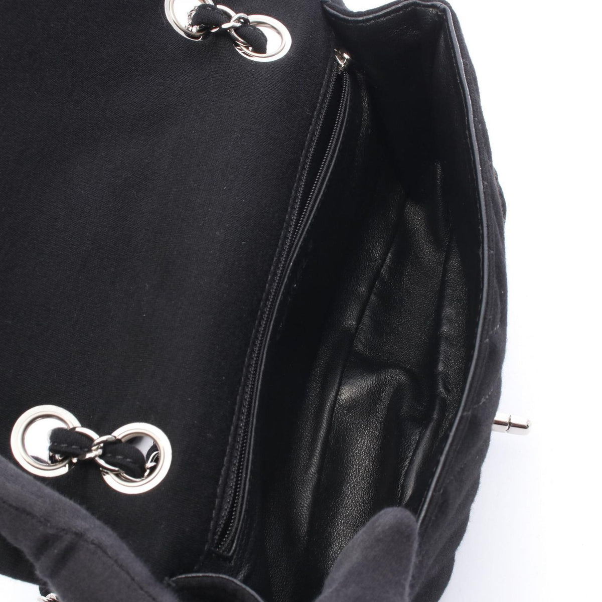 Chanel Shoulder Bag Chevron V-stitch Black Fabric Chain — view 3