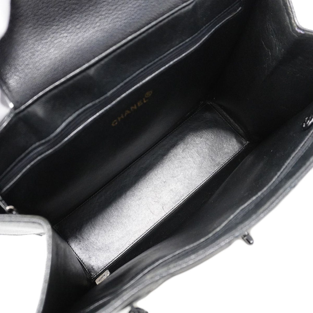 Chanel Chain Tote Bag Quilted Caviar Leather Black — view 4
