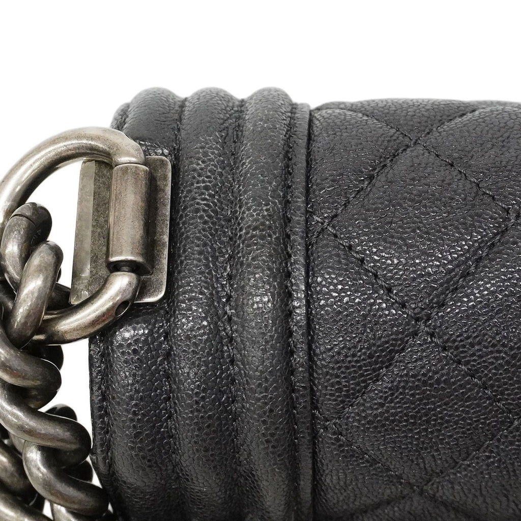 Chanel Shoulder Bag Boy Caviar Leather Gray Silver — view 6