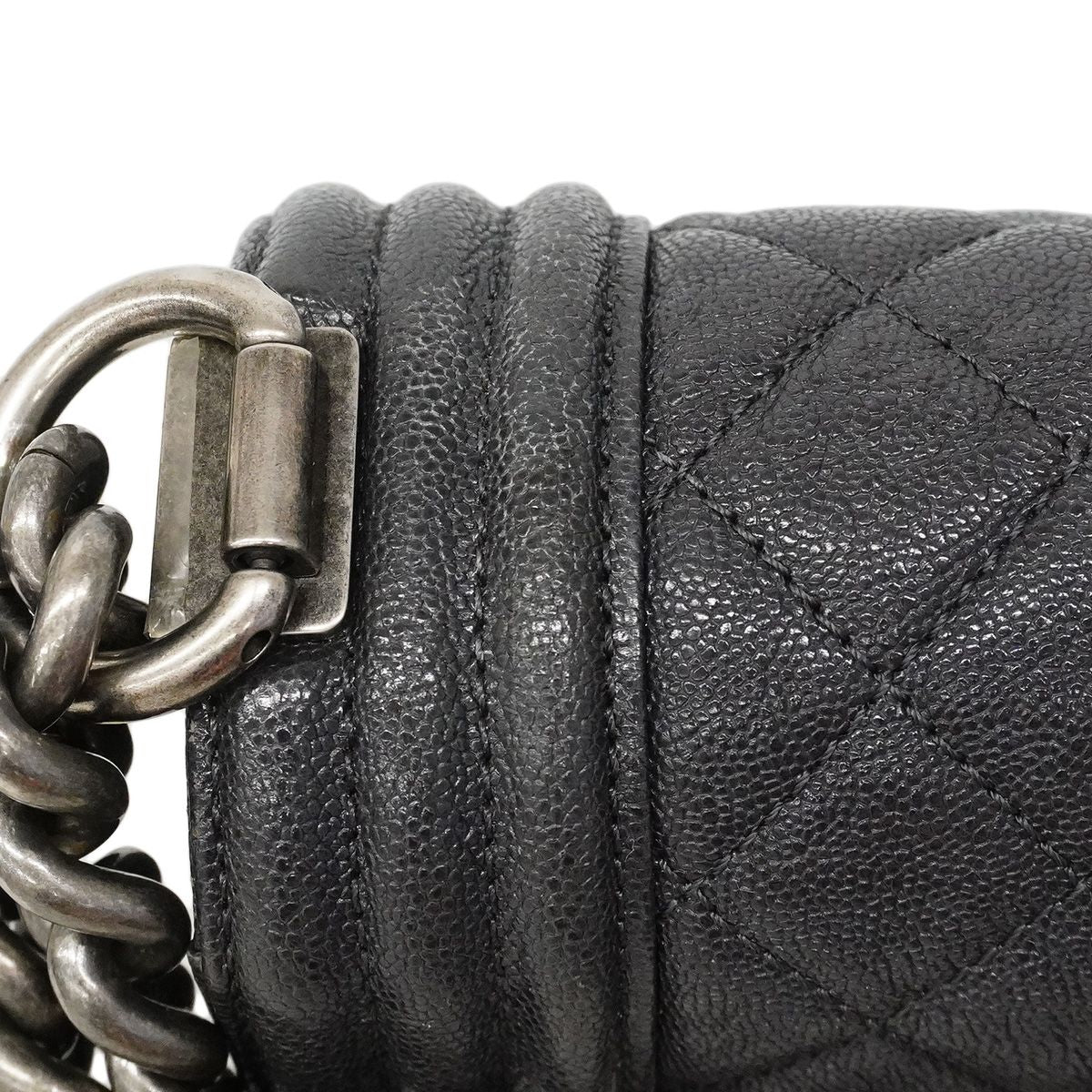 Chanel Shoulder Bag Boy Caviar Leather Gray Silver — view 6