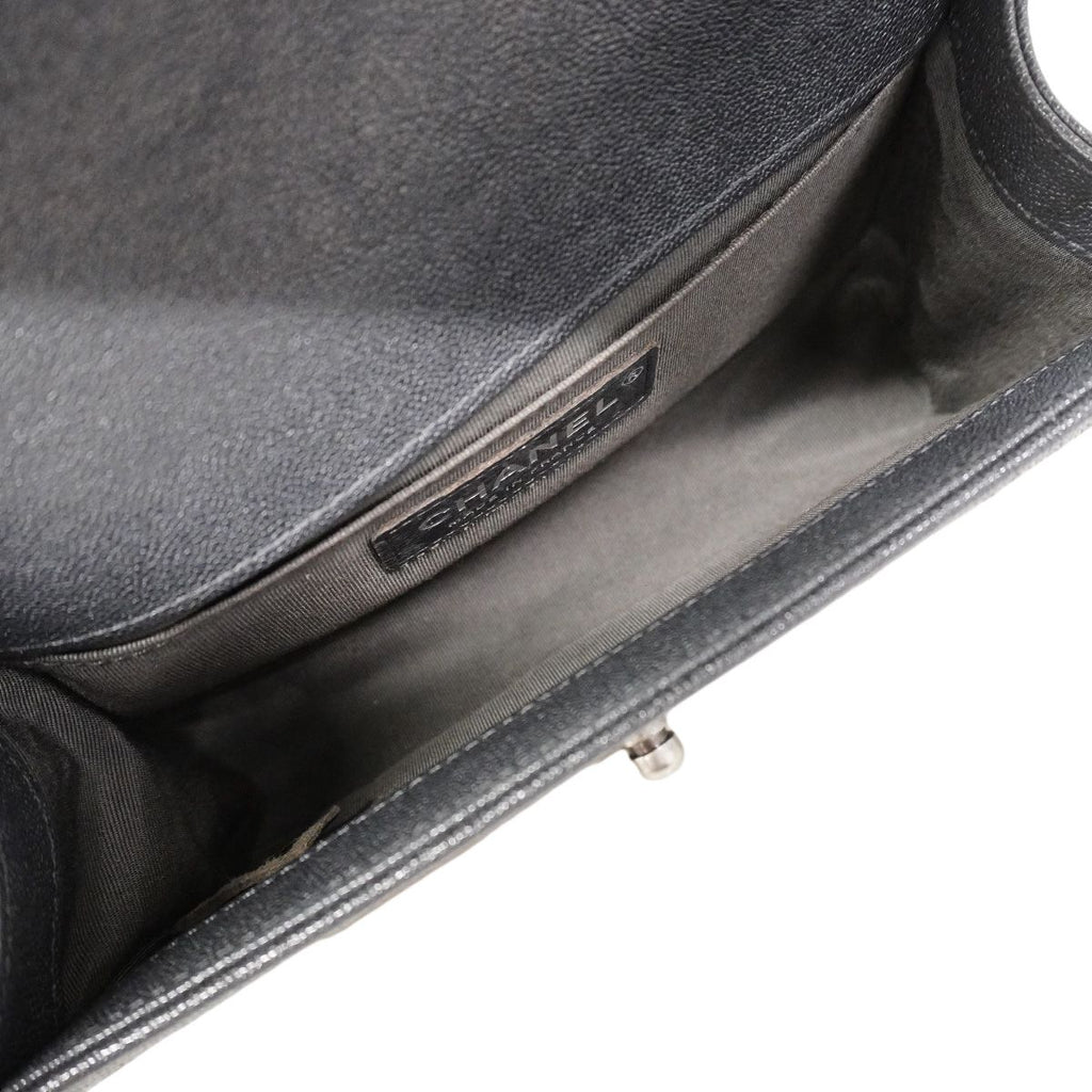 Chanel Shoulder Bag Boy Caviar Leather Gray Silver — view 4
