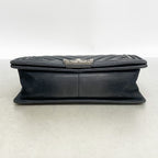Chanel Shoulder Bag Boy Leather Black Silver — view 3