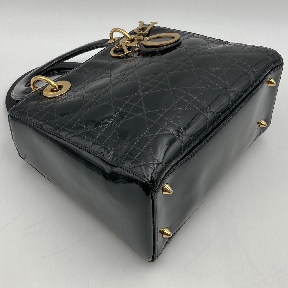 Dior Lady Handbag Patent Black Leather — view 4