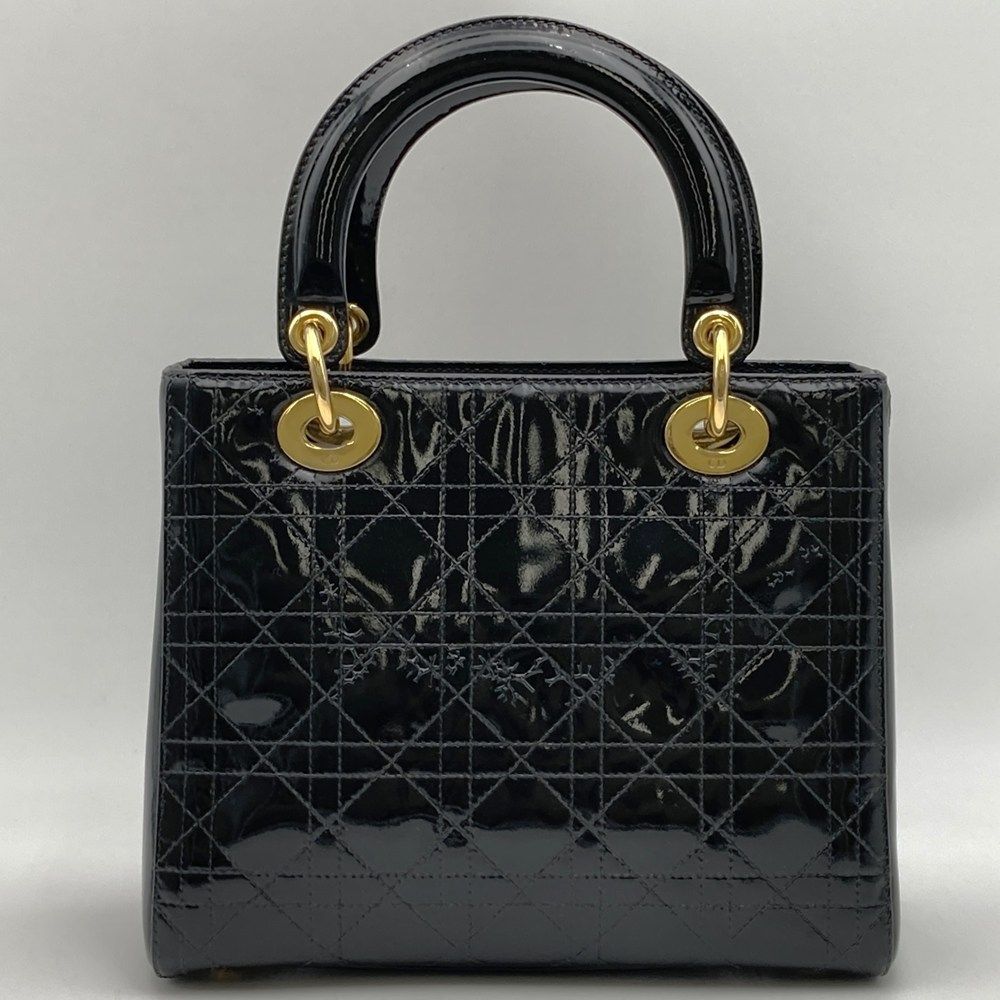Dior Lady Handbag Patent Black Leather — view 2