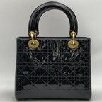 Dior Lady Handbag Patent Black Leather — view 2