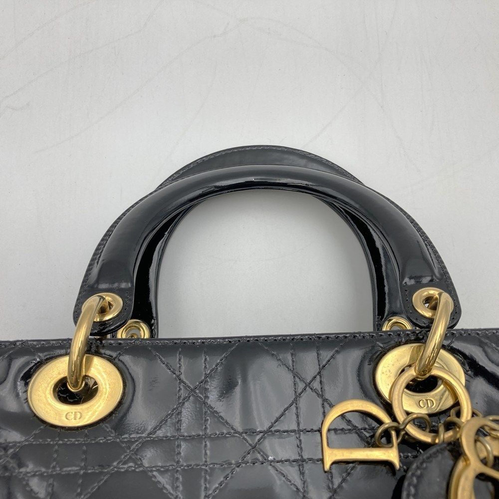 Dior Lady Handbag Patent Black Leather — view 5