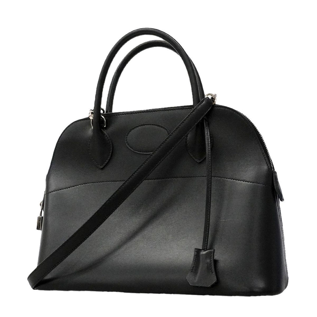 Hermes Handbag Bolide 31 Box Calf Black Silver 2-Way Bag