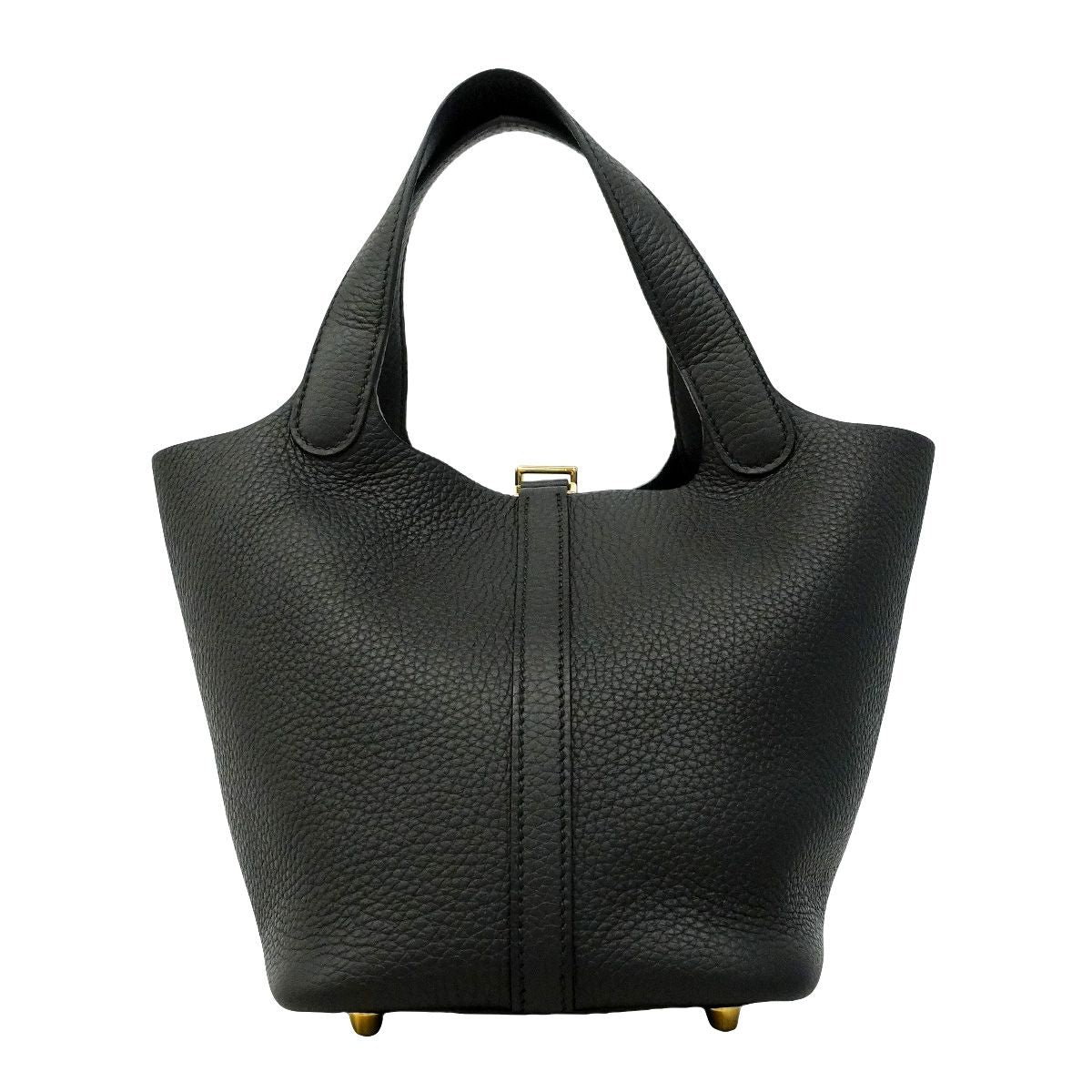 Hermes Handbag Picotin Lock PM Taurillon Clemence Black Gold — view 7