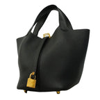 Hermes Handbag Picotin Lock PM Taurillon Clemence Black Gold