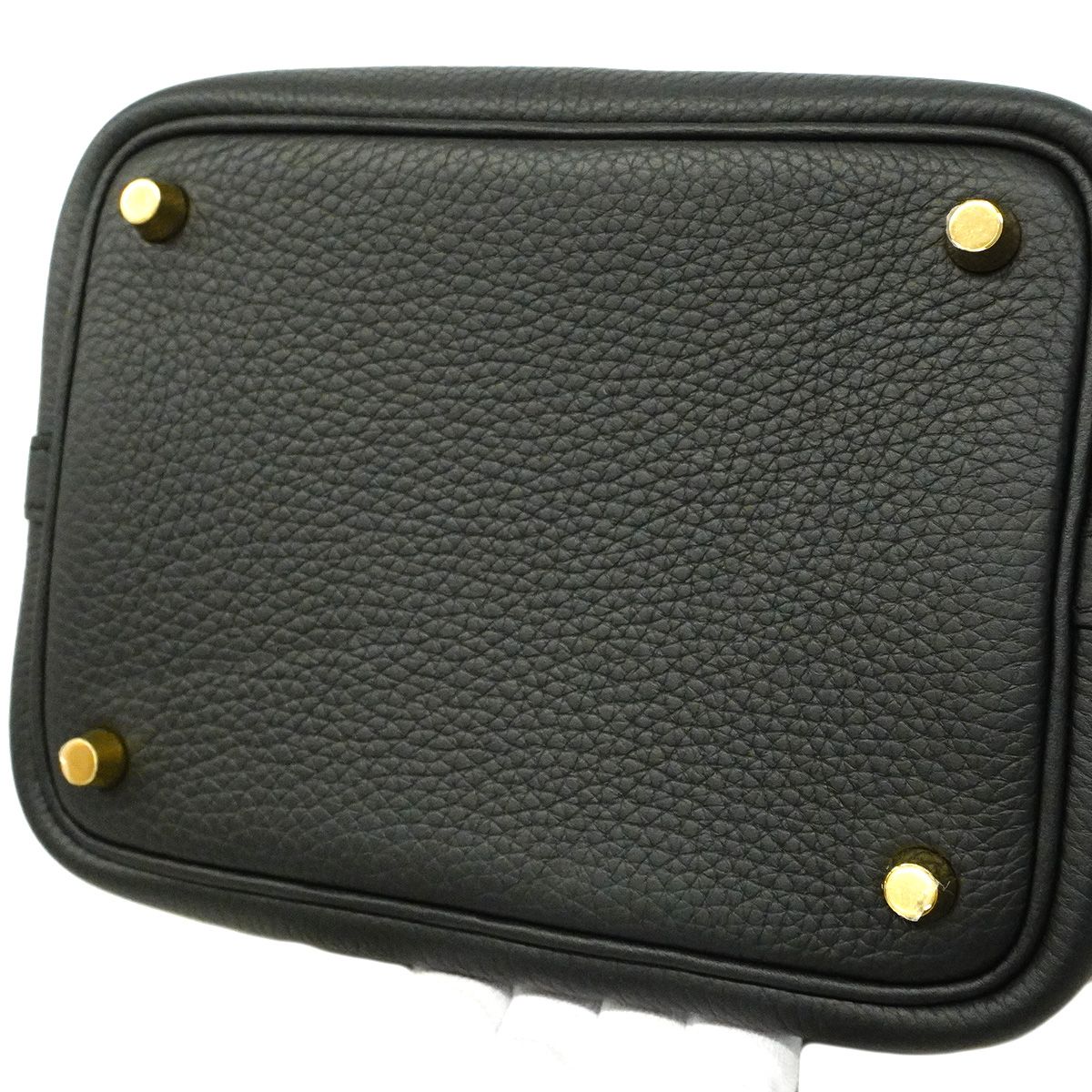 Hermes Handbag Picotin Lock PM Taurillon Clemence Black Gold — view 6