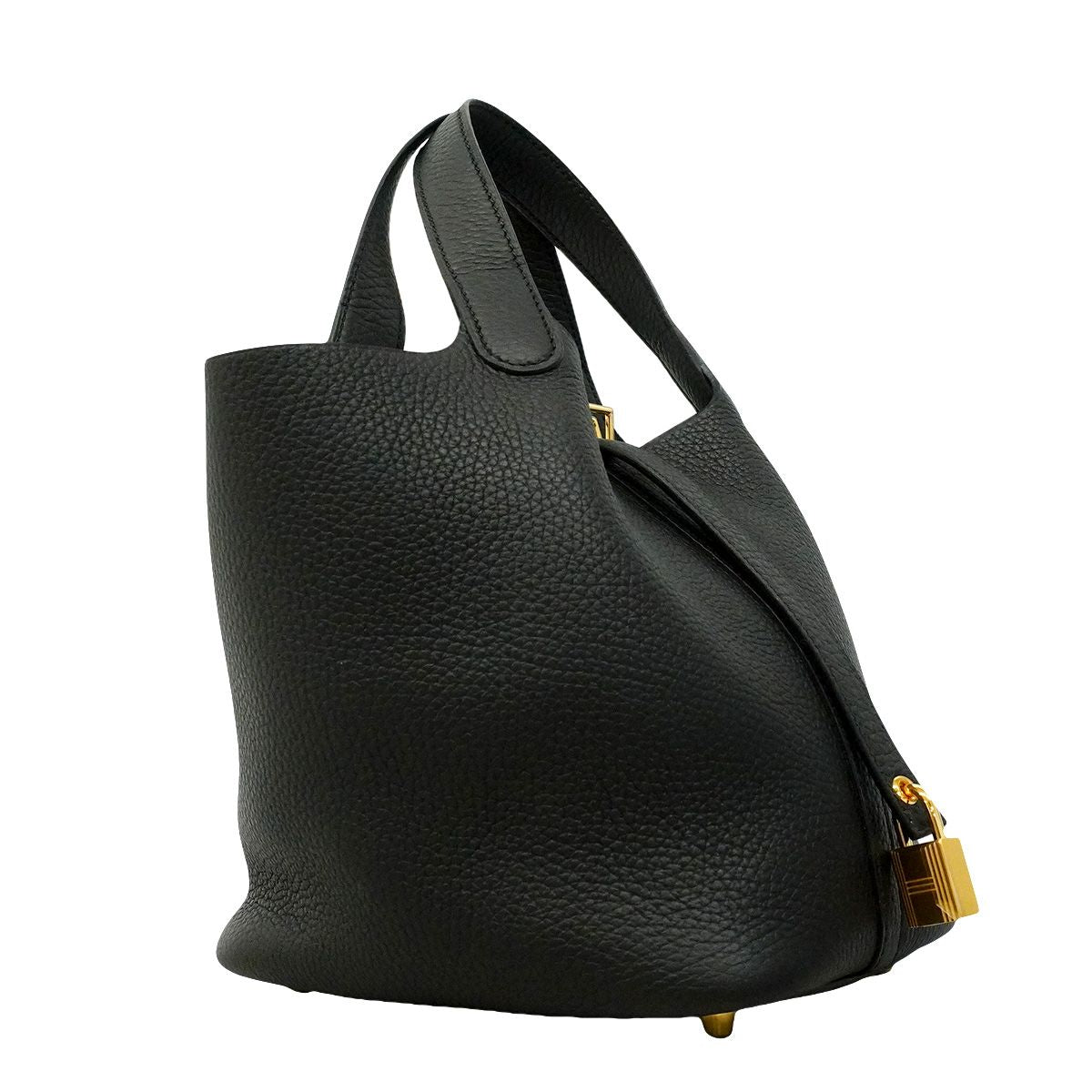 Hermes Handbag Picotin Lock PM Taurillon Clemence Black Gold — view 2